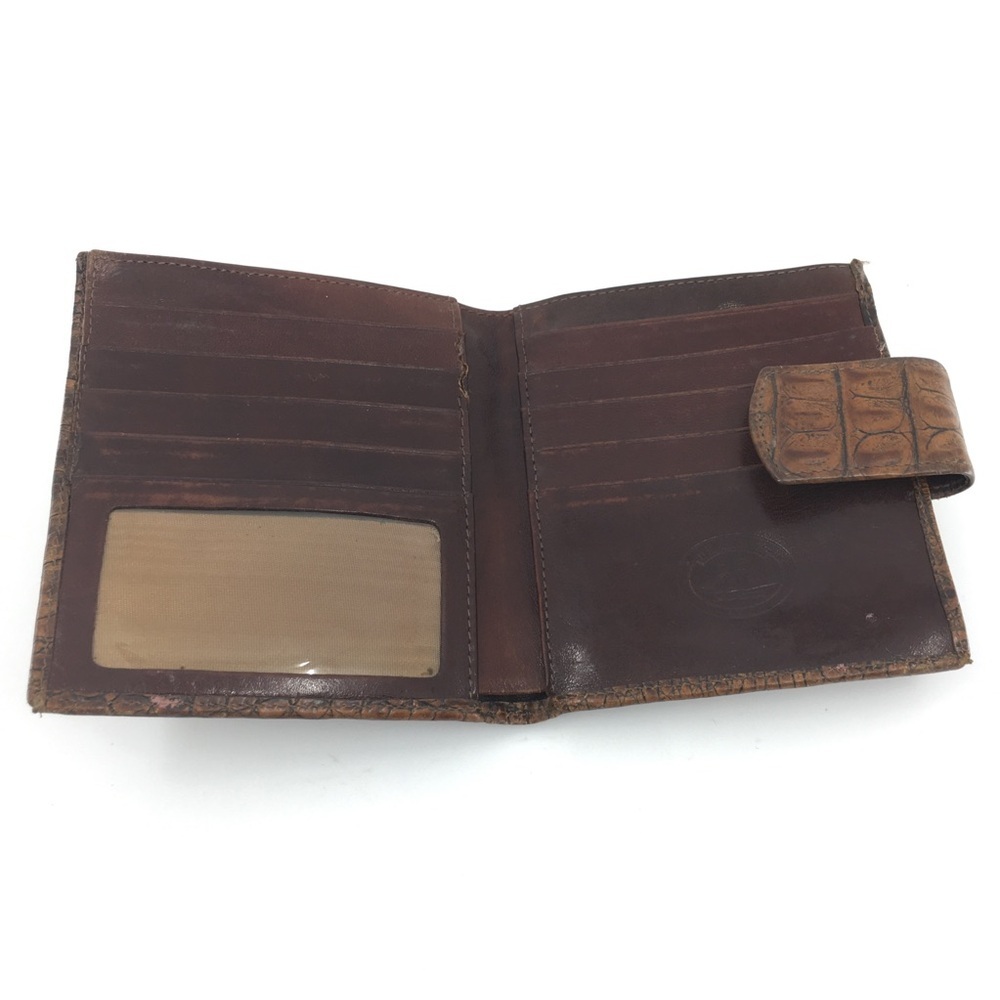 Vintage Brahmin Brown Croc-Embossed Leather Wallet Square - Picture 5 of 9